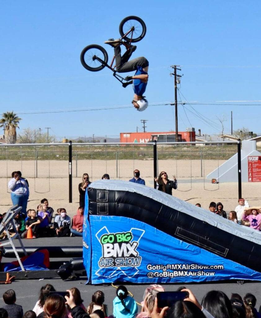 GO BIG BMX AIR Show performing BMX stunts at school assembly or event