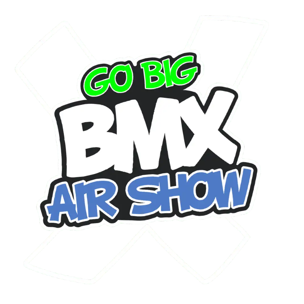 GO BIG BMX AIR SHOW logo featuring pro BMX stunt and trick performers